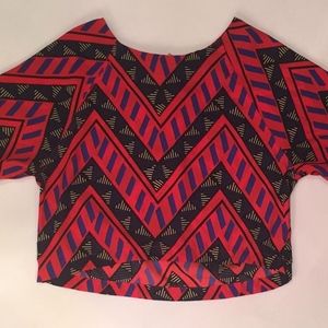 Patterned Red and Black Crop Tee